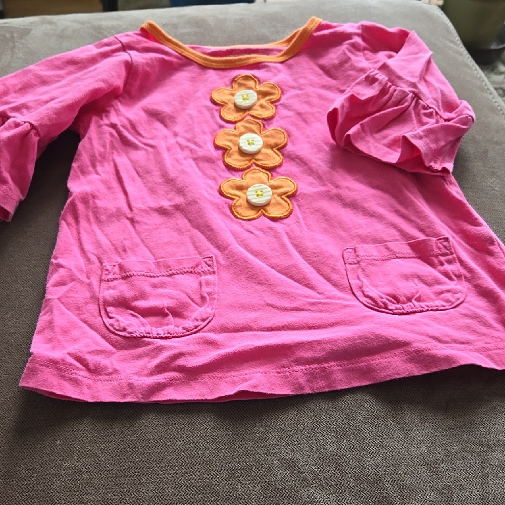 Pink Kids Shirt with Floral Accents